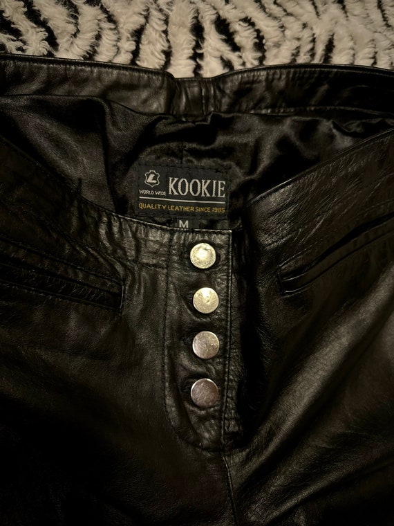 Kookie Leather Flares Biker Pants Quality Leather… - image 4