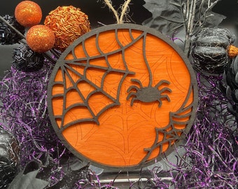 Spider and Web Halloween Hanging Decoration