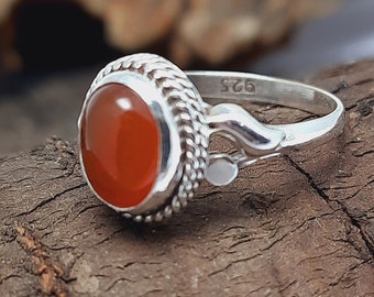 Carnelian Ring, 925 Sterling silver ring, Silver Carnelian ring, Gemstone ring, Boho Ring, Ring for Women, Handmade Silver Ring wedding Ring