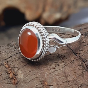 Carnelian Ring, 925 Sterling silver ring, Silver Carnelian ring, Gemstone ring, Boho Ring, Ring for Women, Handmade Silver Ring wedding Ring image 1