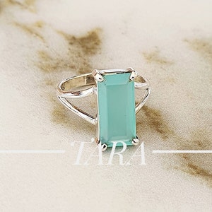 Aqua Chalcedony Ring-Chalcedony ring-Blue ring-925 sterling Silver ring-silver ring-March Ring-  Bridesmaid ring-Prong Ring-Aqua ring