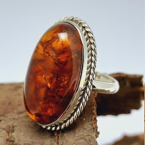 Amber Ring, vintage rings 925 Sterling Silver Ring, Amber statement rings, Engagement Gift For Her, Huge Ring, Handmade Ring art deco rings
