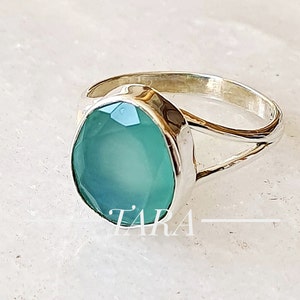 Aqua Chalcedony Ring-Chalcedony Ring-925 sterling Silver Ring-Statement Ring-Silver Ring-Art deco Ring-Handmade Ring-Aqua Ring-Mother&#39;s ring
