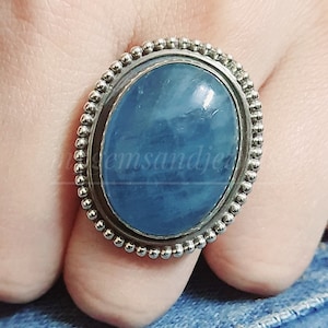 Natuurlijke aquamarijnring-ZELDZAAM TE VINDEN-ring-maart geboortesteen filigraanring-925 sterlingzilveren sieradenring-grote ovale aquamarijn sieraden-cadeau