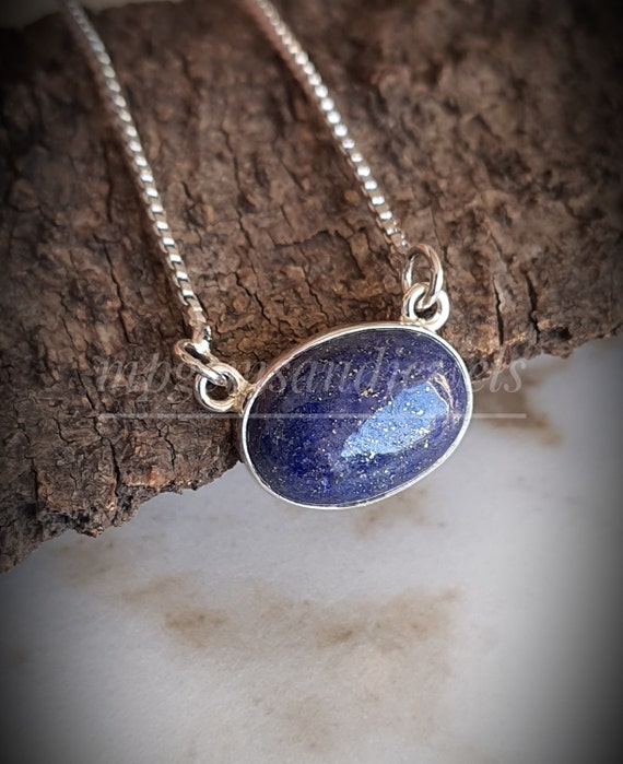 Lapis Lazuli Necklace 925 sterling Silver Blue Necklace Women s jewelry Handmade Necklace Beautiful Necklace Everyday Jewelry Free CHAIN