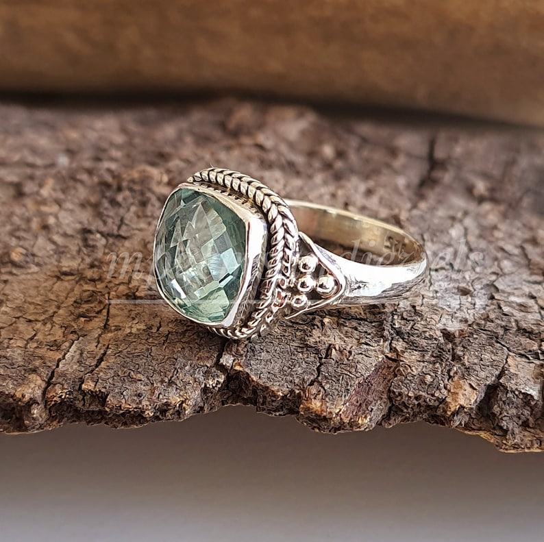 Aquamarine Ring-Aquamarine Engagement Ring-Aquamarine March Birthstone Filigree Ring-925 Sterling Silver Jewelry Ring-Cushion cut Ring-Gift image 2