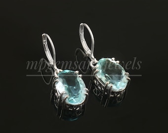 flawless brazilian Aquamarine Earring, Gemstone Earrings, Gift For Her, 925 Sterling Silver , Aquamarine Jewelry, March Birthstone Earrings