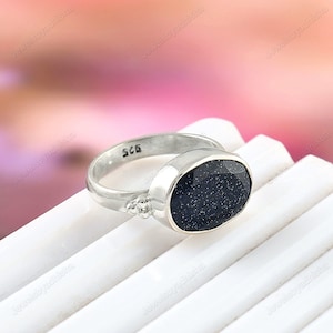 Natural blue Sun Stone Ring ,925 Sterling Silver Ring ,Handmade Ring ,Sandstone Ring ,blue Stone Ring ,Women&#39;s Ring, Iolite Sunstone jewelry