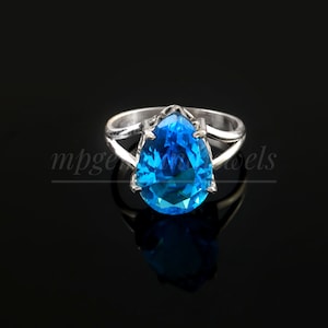 Blue Topaz Ring, 92.5% Sterling Silver Ring,Blue Topaz, Blue Gemstone Ring, Topaz Ring Handmade Ring, Statement Ring, Promise Ring, gift