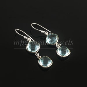 Aquamarine Earrings,Gemstone Earrings,Gift For Her,925 Sterling Silver Dangles, Aquamarine Jewelry, March Birthstone Earrings, Blue Earrings