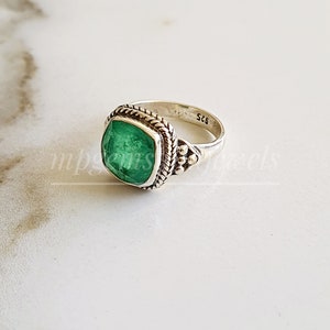 Emerald Rings,Colombian Emerald, 925 Sterling Silver ring,Handmade Ring, Engagement Ring, Art deco dainty minimalist vintage statement rings
