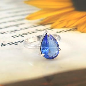Blue Sapphire Ring-925 Sterling Silver-Handmade Jewelry-Blue Gemstone Ring Women's Engagement Jewelry-Blue Sapphire-Sapphire Ring-Handmade