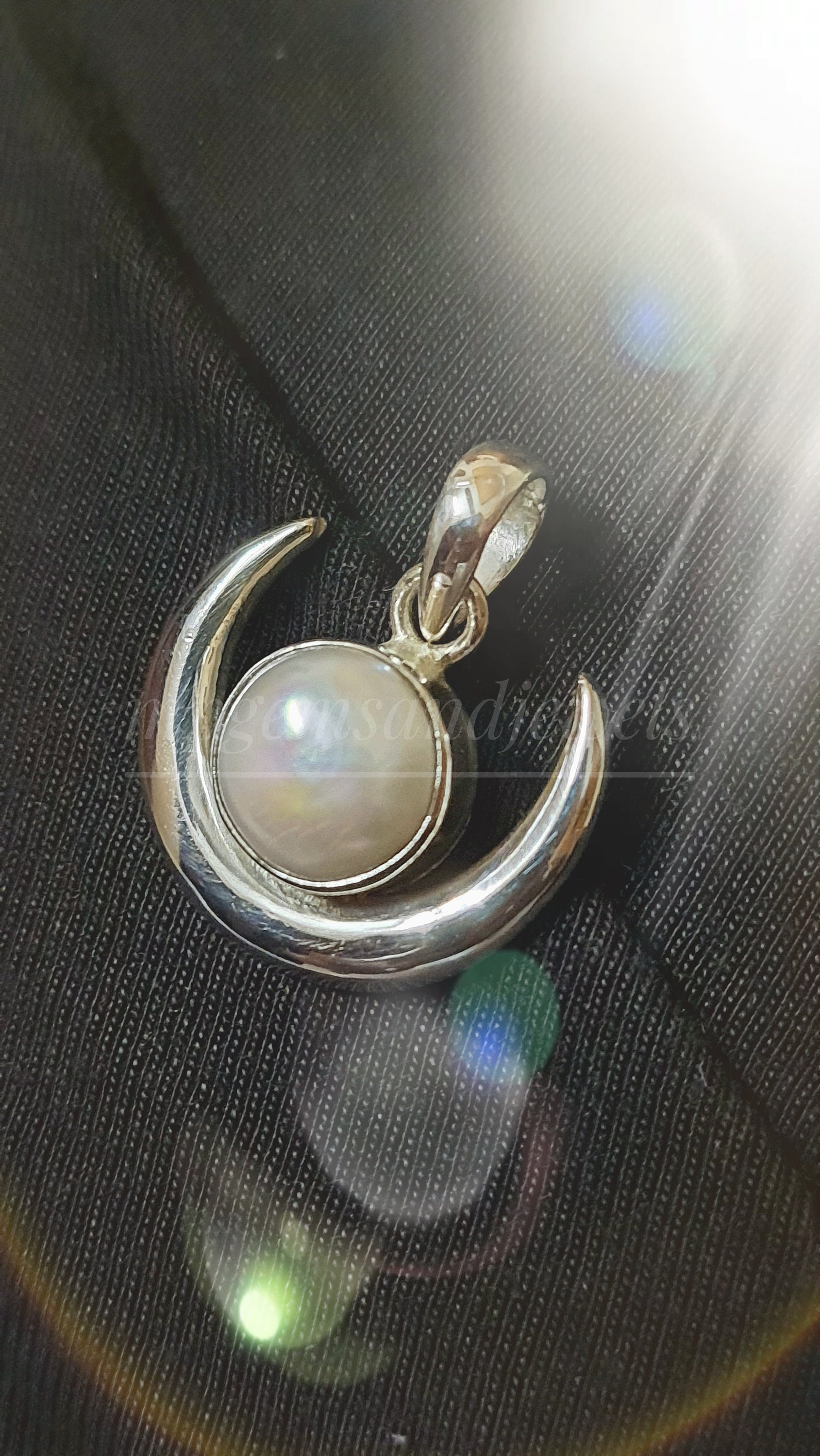 Natural Pearl Moon Necklace*925 Sterling Silver Necklace