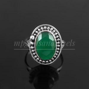 Natürliche grüne Jade Ringe - 925 Sterling Silber Ring - Edelstein Ringe - August Geburtsstein - Art-Deco-handgefertigte Ring grüne Jade Schmuck