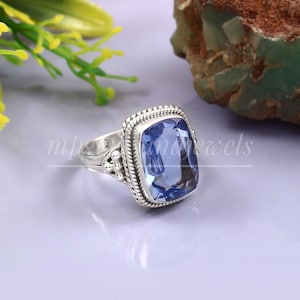 Flawless Ceylon Blue Sapphire Ring-925 Sterling Silver Ring-Handmade Ring-Blue Ring-Engagement Ring-September Birthstone-sapphire jewelry