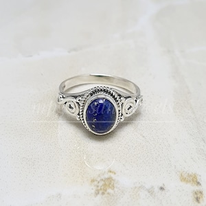 Anillo de lapislázuli * Anillo de plata de ley 925 * Anillo de lapislázuli * Anillo azul * Anillo Art Deco hecho a mano * Anillo Midi * Anillo Boho * Anillos de piedras preciosas naturales