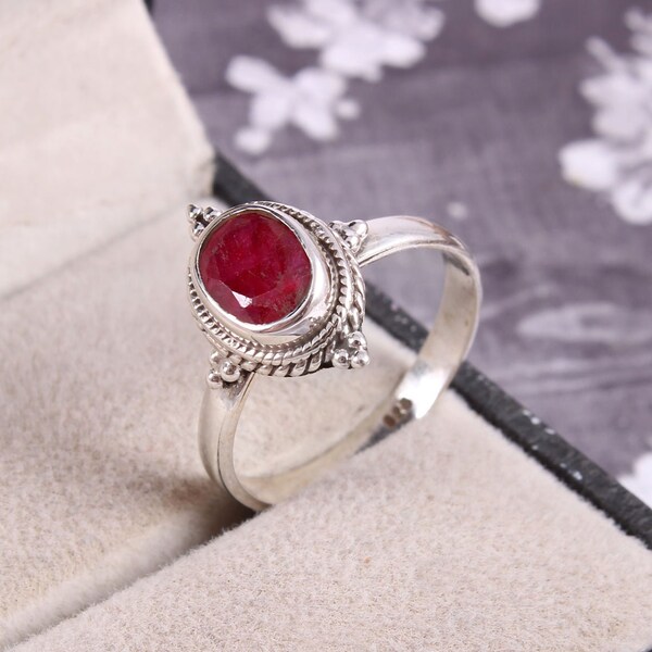 Pearl Ring/Ruby  Ring, 925 Sterling Silver Ring,Handmade Ring, Pearl Ring,Fresh Water Pearl Ring, Ring for Women, Natural Stone, Red Ring