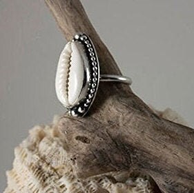 Shell 925 Ring Handmade Cowrie Shell 925 Sterling Silver Ring, Beach Jewelry - Etsy