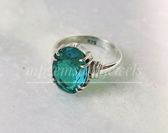 Fluorite Ring *925 sterling Silver Green blue Ring *Handmade ring *Ring for women *flawless Fluorite Jewelry *Boho Ring *art deco vintage