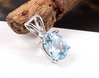 925 sterling silver blue topaz/Garnet silver solitaire pendant faceted  gemstone wedding locket,oval shape pendant semi precious Necklace