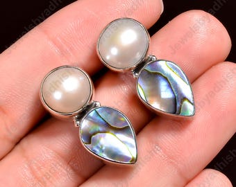 Orecchini Pendenti In Argento 925 Con Conchiglia Abalone - 4 Cm - Fatte A Mano, Confezione Regalo - 2