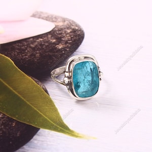 Paraiba Tourmaline  Ring* Paraiba Jewelry*925 Sterling Silver Ring*Birthstone Ring*Cushion Cut Oval Ring*Handmade Silver Ring*Gift jewelry