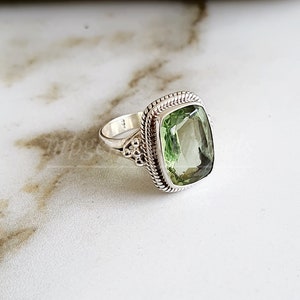 Prasiolite Ring,Natural Prasiolite, 925 Sterling Silver Ring, Engagement Ring, Green  Ring ,Art deco Ring, Handmade Ring, Gemstone Ring,Gift