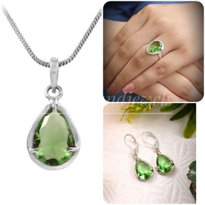 Tsavorite Ring Necklace Earring*925 sterling Silver*Green Gemstone*Handmade Jewelry*Tsavorite Jewelry*Gift For Her*Engagement Combo Set*Gift
