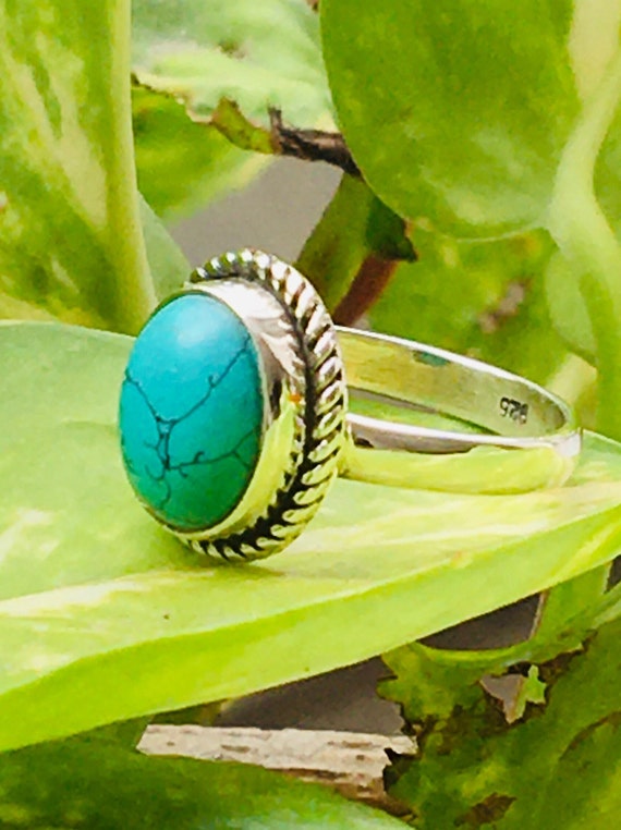 Bague turquoise naturelle bague turquoise bague en argent sterling 925 pour femme bague tendance avec pierre bague boheme avec pierres precieuses bijoux boheme Etsy France