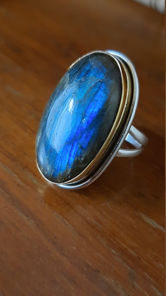 Labradorite Ring,Fire Stone Ring 925 Sterling Sol… - image 2