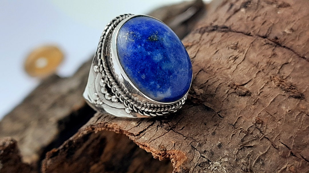Lapis Lazuli Archangel Michael Sterling Silver Gemstone Ring