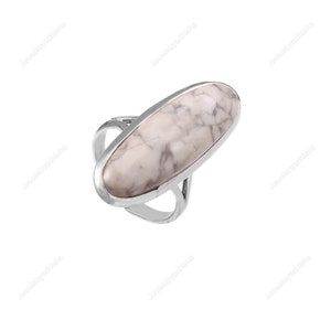 Natural Howlite ring, 925 Sterling Silver Ring, Birthstone Rings, Gemstone Rings*Gift For Mom, Silver Jewelry, Howlite Jewelry art deco ring