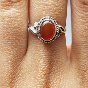 Carnelian Ring, 925 Sterling silver ring, Silver Carnelian ring, Gemstone ring, Boho Ring, Ring for Women, Handmade Silver Ring wedding Ring image 3