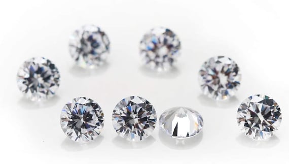 1000 pc Faceted CZ Stones, Round White Cubic Zirconia 1-10mm Loose White Gemstone
