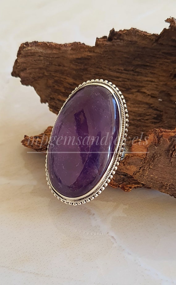 RARE TO FIND Large Amethyst ring,Natural Amethyst 