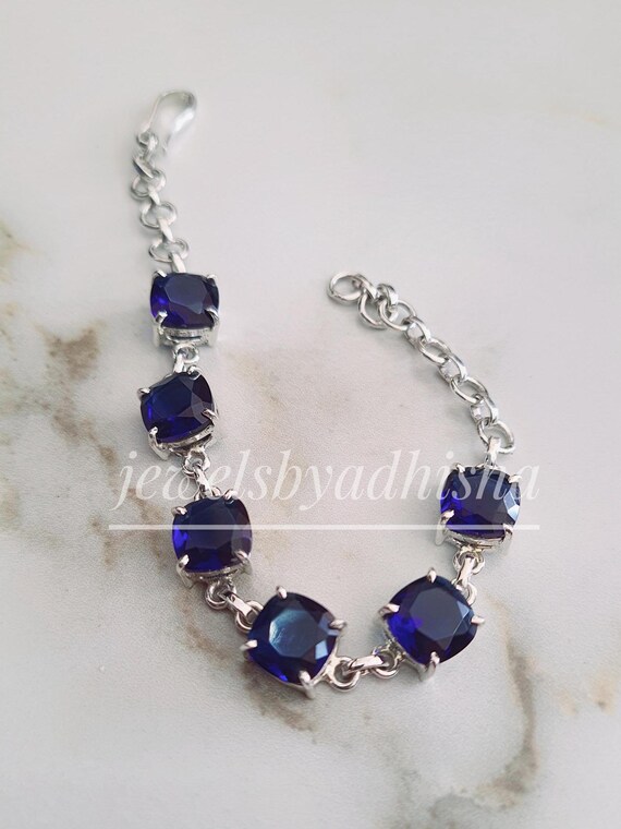 Bracciale Tennis In Argento Sterling 925 Con Zaffiro Creato – Lunghezza 18 Cm – Portafortuna - 4
