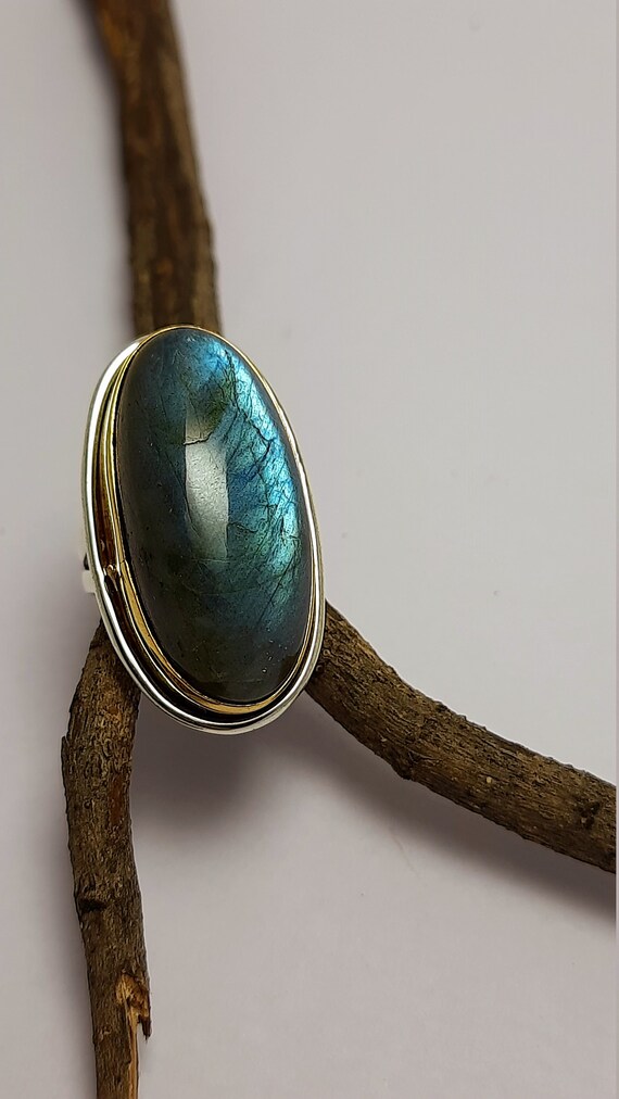 Labradorite Ring,Fire Stone Ring 925 Sterling Sol… - image 3