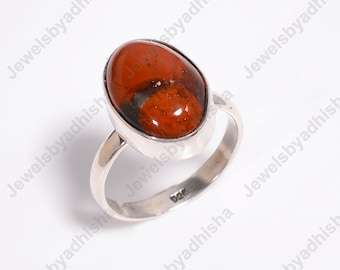 Natural Bloodstone Ring-925 Sterling Silver Ring-Art deco Bloodstone Rings-Christmas Gift-Oval Shape Ring-March Birthstone Ring*Gift Jewelry