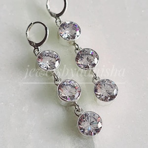 White Topaz Dangling Earrings,925Sterling Silver Earring, White Topaz Jewelry, Gift For Her, Toapz Earring, Handmade Earring, girls earrings
