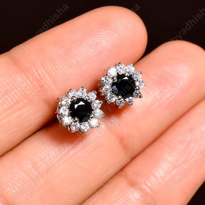 Natural Black Onyx Earring Studs, Art Deco Statement Studs, 925 Sterling Silver studs ,Women&#39;s Earring, Gift For Her, Black Onyx Jewelry