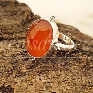 Carnelian Ring cabochon ring  925 Sterling Silver Ring silver ring Vintage Ring Boho Rings Handmade Rings Orange Stone promise art deco ring