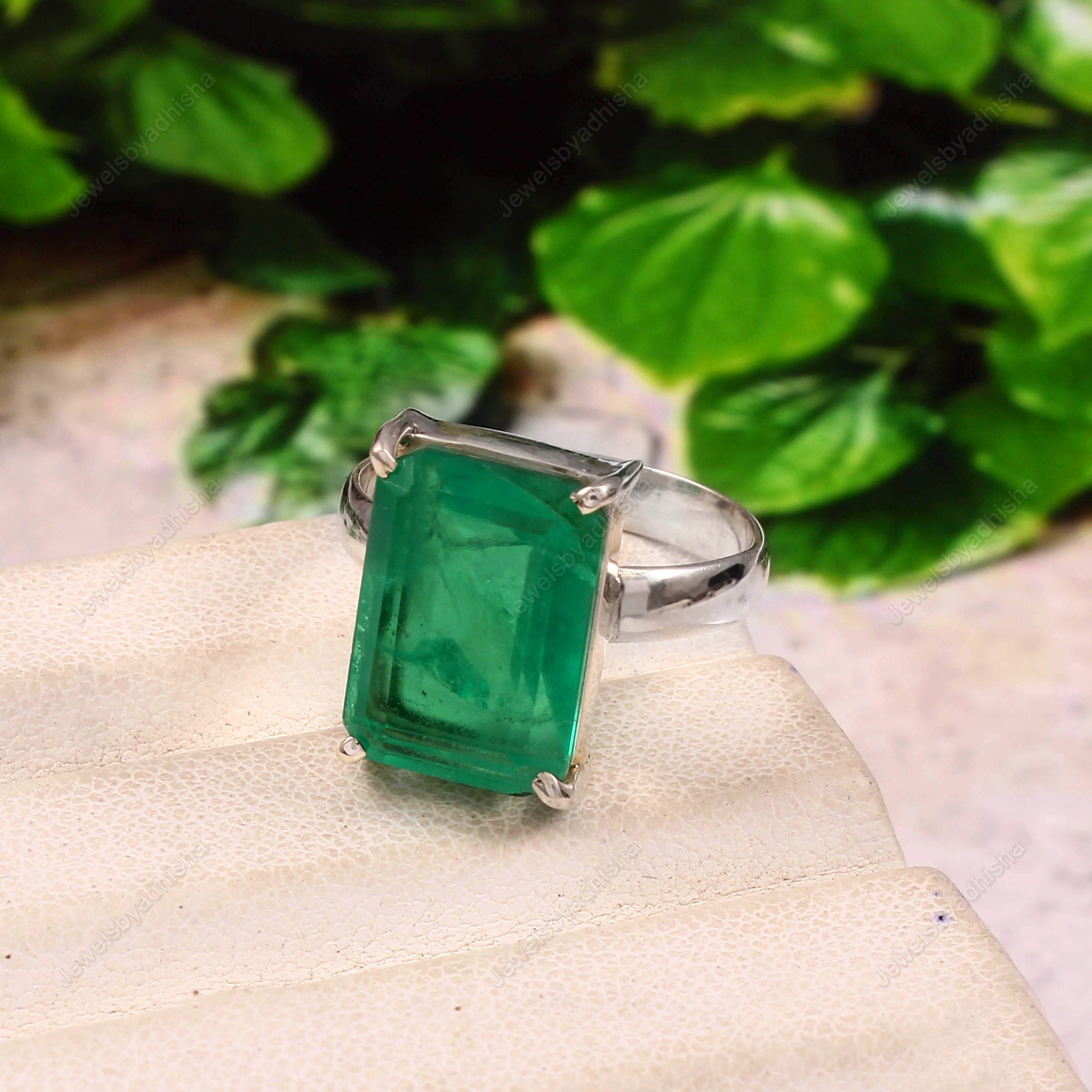 Emerald Ring*Natural Colombian Emerald*925 Sterling Silver Ring*Green Gemstone Ring*May Birthstone Ring*Silver Ring*Anniversary Gift*Ring