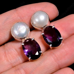 Antique amethyst pearl earrings - Etsy 日本
