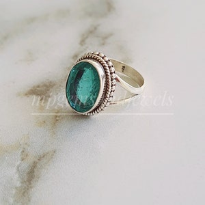 Apatite Ring-Natural Apatite Ring-925 Sterling Silver-Jewelry-Gemstone Ring-Engagement Jewelry-Neon Color apatite jewelry-Gift-Ring-bohoRing