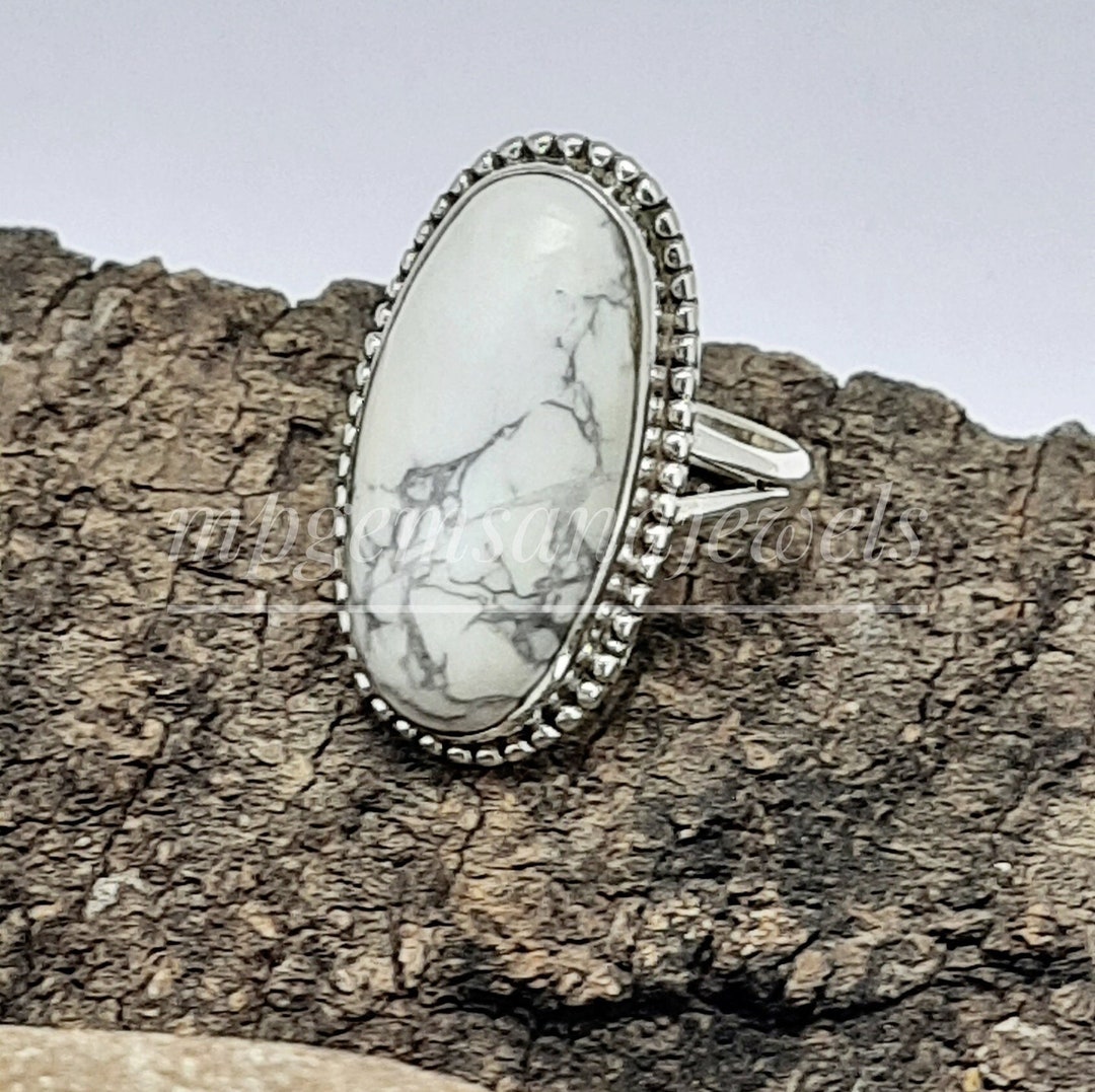 Howlite Ring, White Buffalo Turquoise Ring 925 Solid Sterling Silver Ring X Mas Gifts, Silver Ring, Big Stone Ring, Women's Ring Rings Gift - Etsy Howlite Ring, White Buffalo Turquoise Ring 925 Solid Sterling Silver Ring X Mas Gifts, Silver Ring, Big Stone Ring, Women's Ring Rings Gift - Etsy
