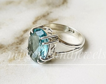 Aquamarine Ring-Aquamarine- Solitaire Engagement Ring-Aquamarine Birthstone Filigree Ring-925 Sterling Silver,Jewelry,Rings,March ring,Gift