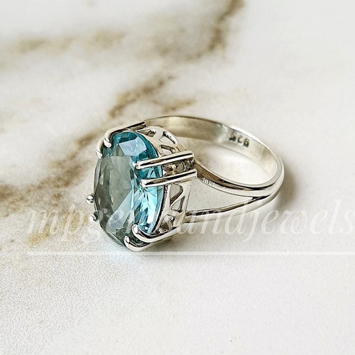 Vintage Aquamarine Ring Sterling Silver Ring March - Etsy