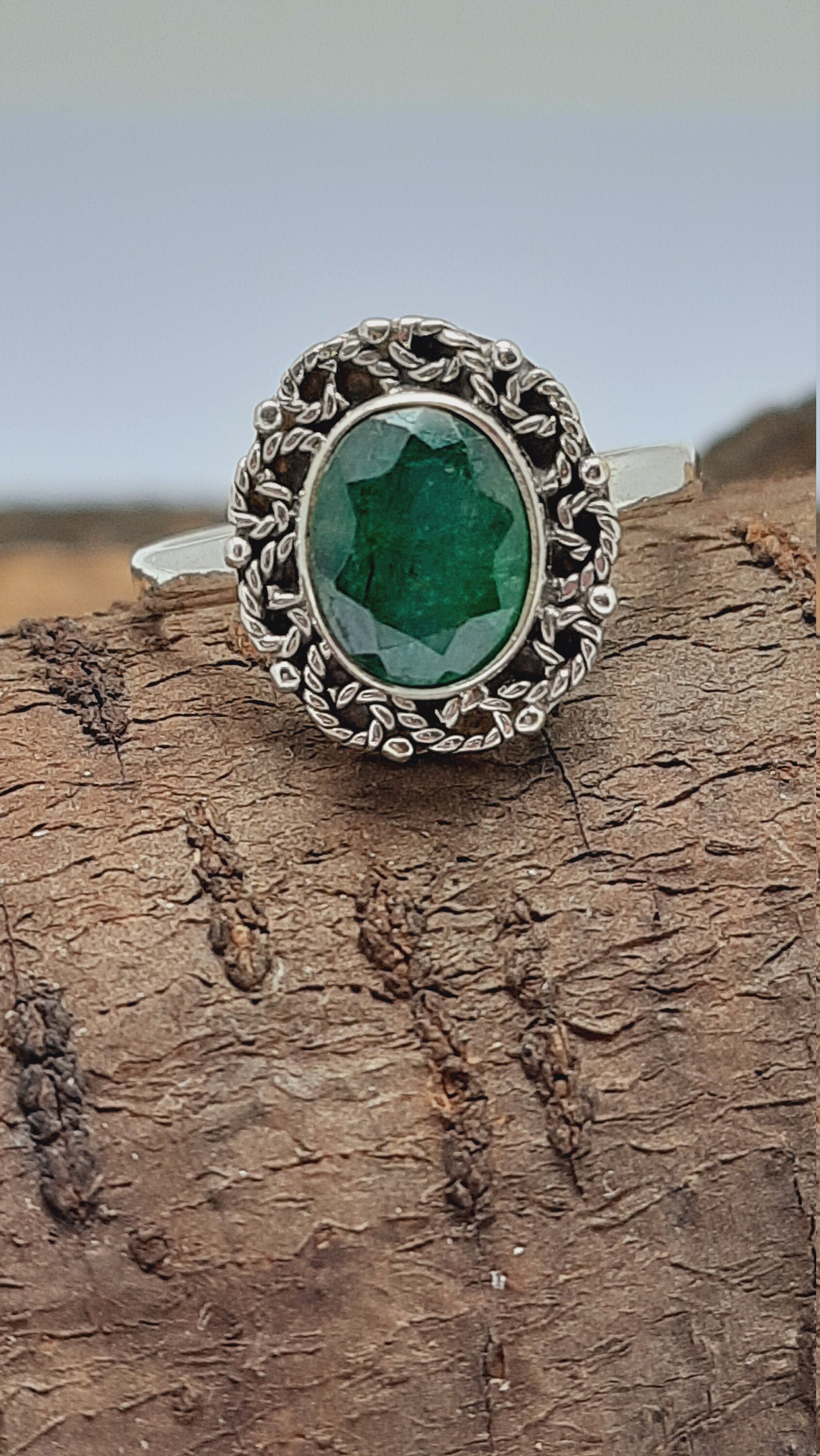 Rainbow Moonstone/green jade RingsCut Stone Ring Etsy