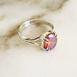 Natural Hessonite Garnet Ring* Engagement Rings for Women*January Birthstone Ring*Solitaire Ring*925 Sterling Silver ring*Handmade Ring*Gift