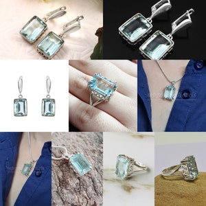 Birthstone Jewelry Set - Sterling Silver Ring, Earrings & Necklace With Diamonds